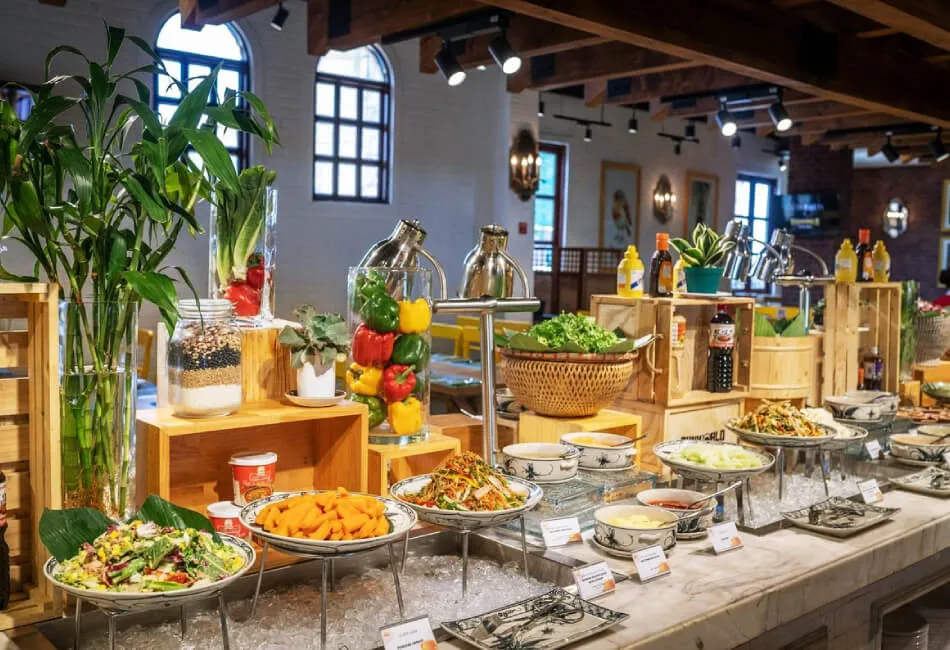 Indoor dining hall at Ba Na Hills buffet restaurant