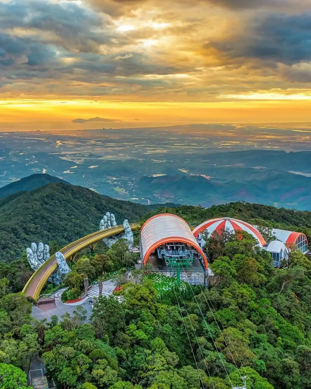 Golden Bridge above the clouds Ba Na Hills Vietnam