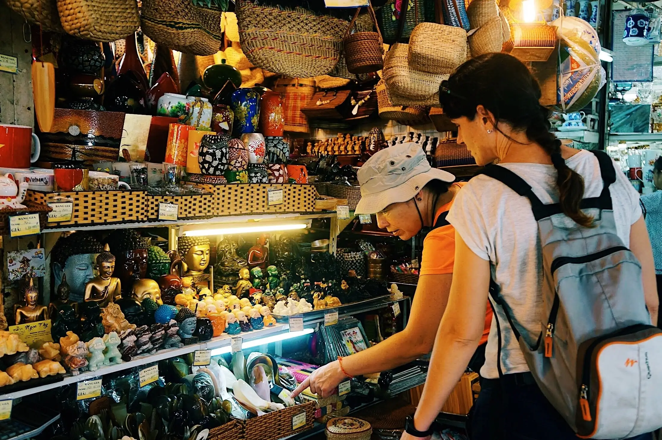 Vietnamese silk and textile shops at Ben Thanh Market Saigon