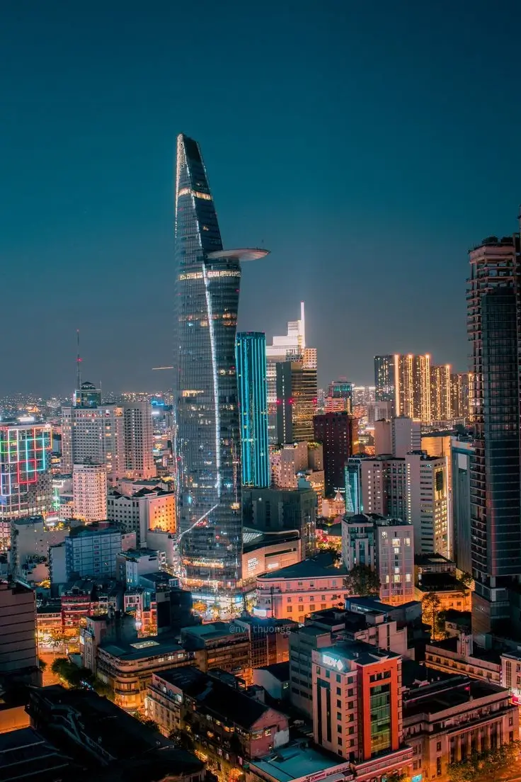 Ho Chi Minh City night view from Bitexco Tower observation deck