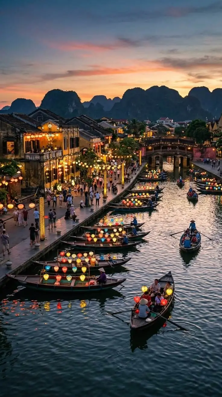 Lantern-lit streets during Hoi An Full Moon Festival