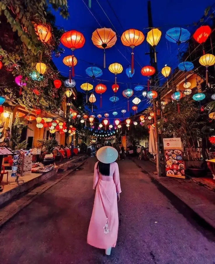 Lantern-lit boats on Thu Bon River Hoi An