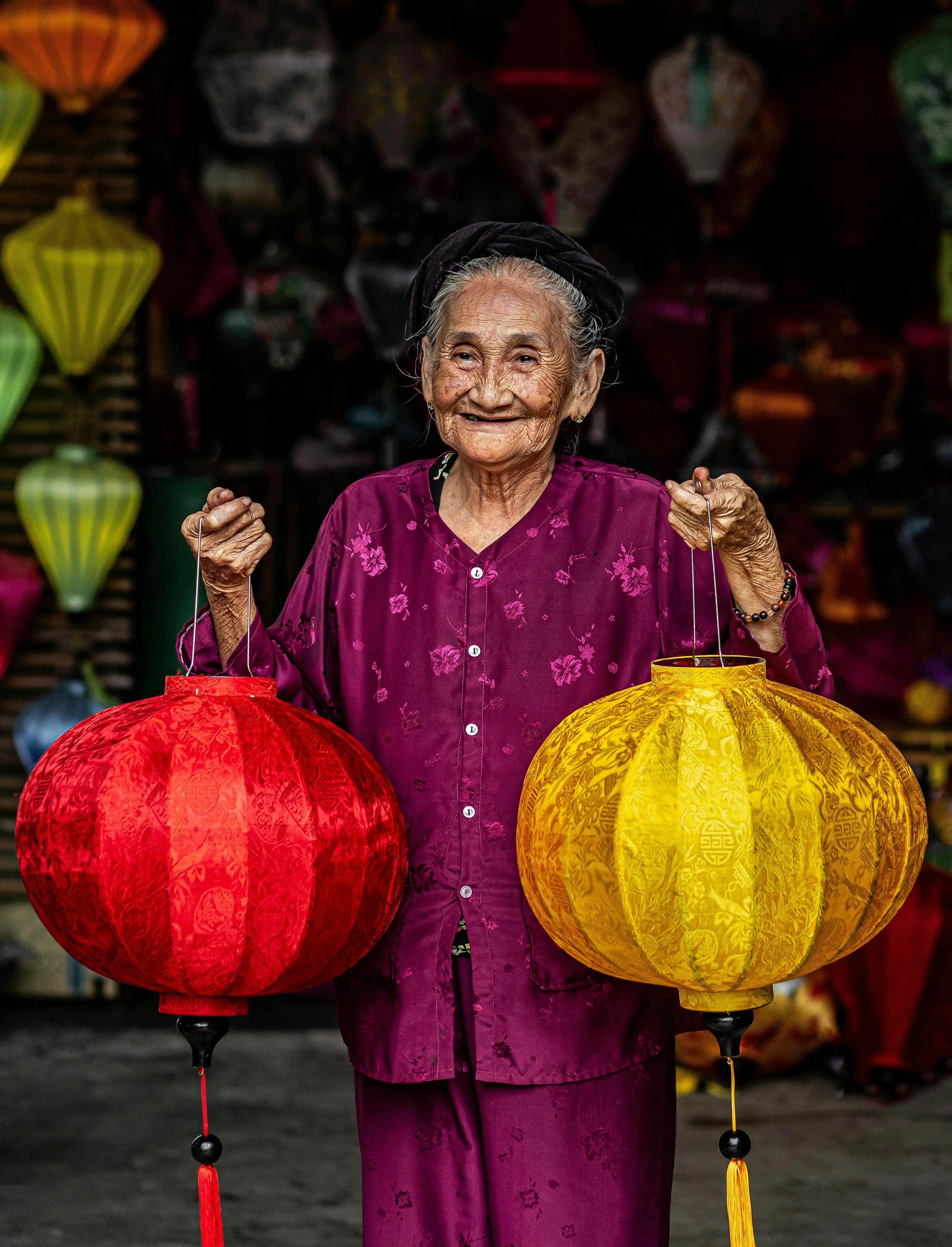 Yellow heritage buildings in Hoi An Ancient Town Vietnam