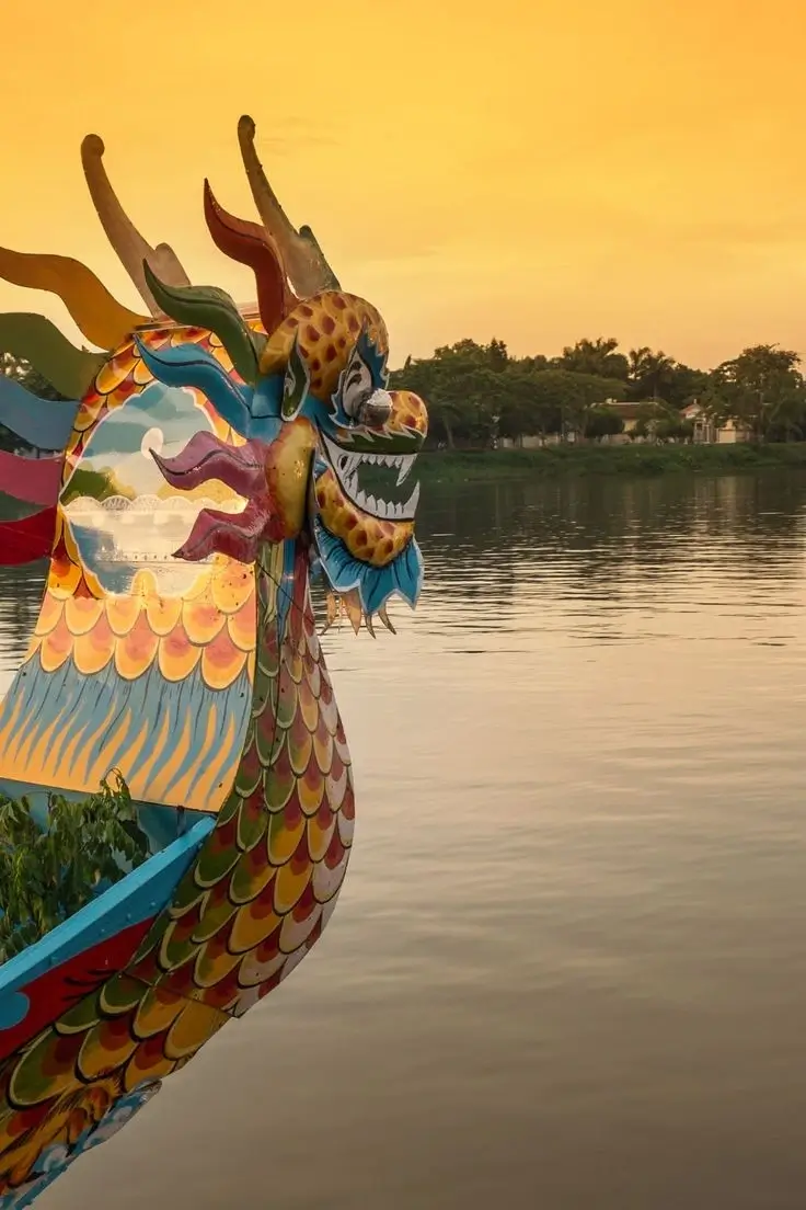Sunset over Perfume River Hue Vietnam