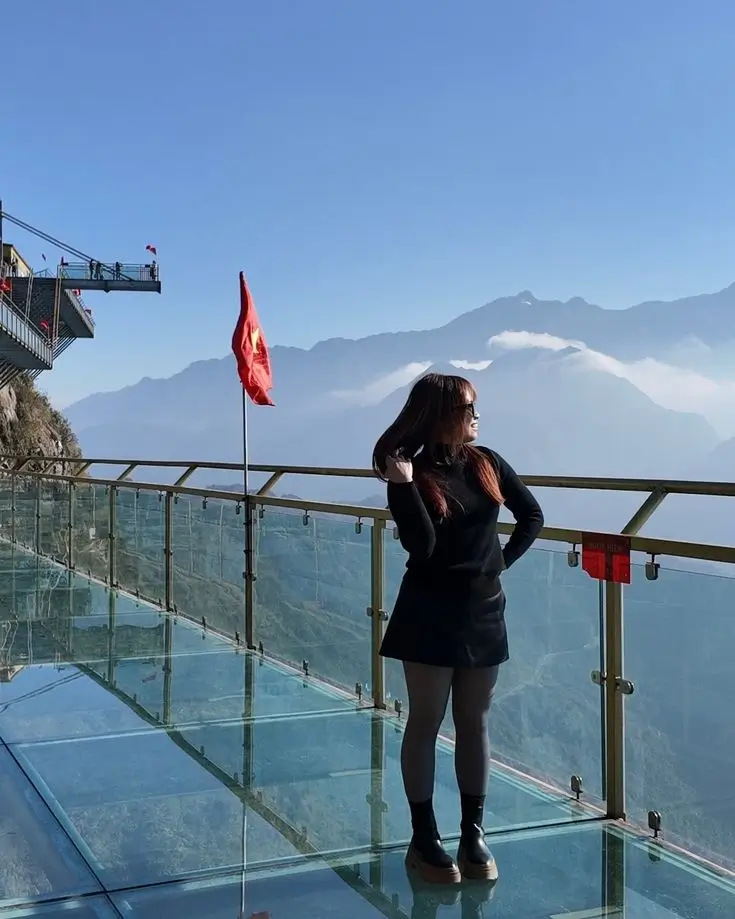 Hoang Lien Son mountain range view from Rong May Glass Bridge